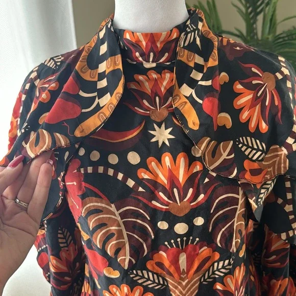 FARM RIO Red Nature Beauty Scarf Backless Midi Dress, Size Small, $270 - Picture 11 of 14